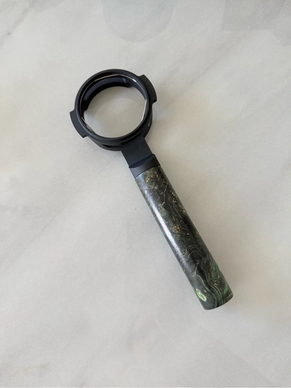 Premium Black and Green Marble Portafilter Handle for Espresso Machines